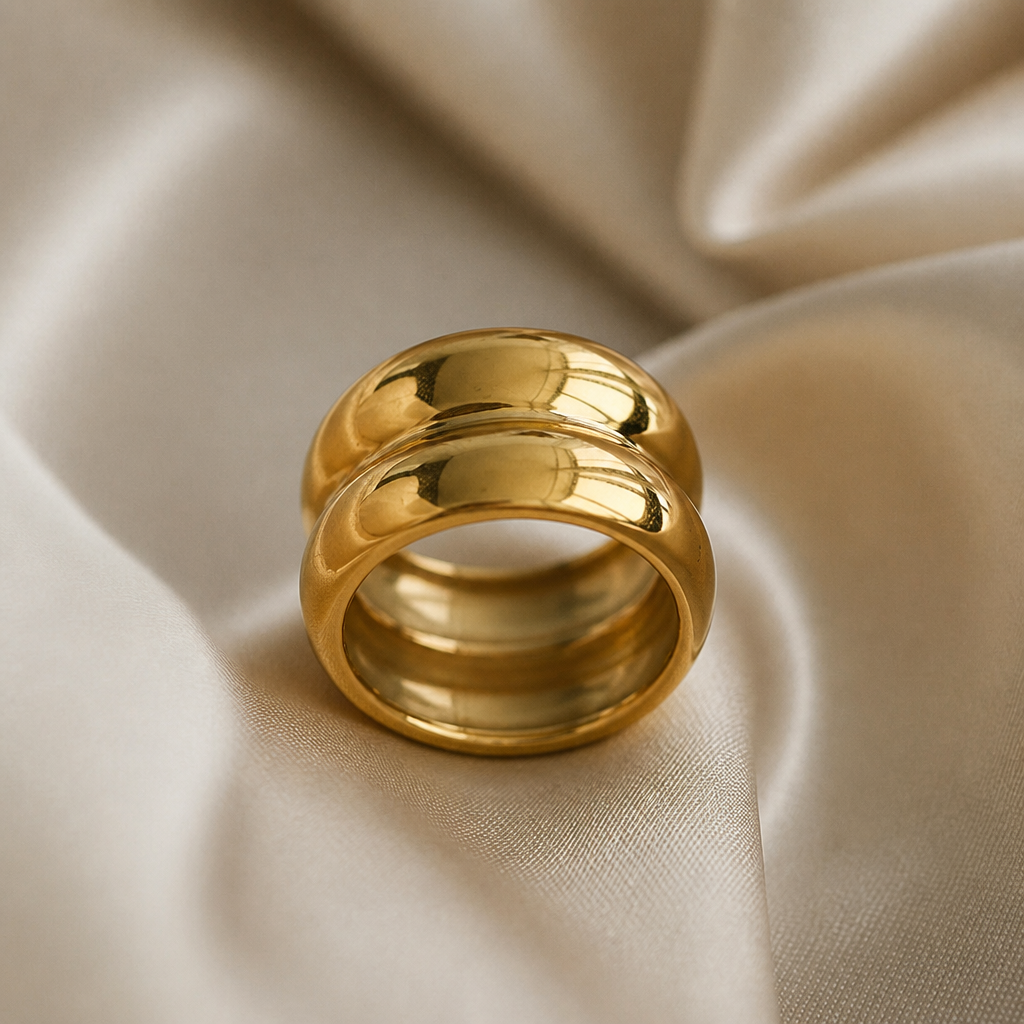twin band ring gold edelstahl wasserfest