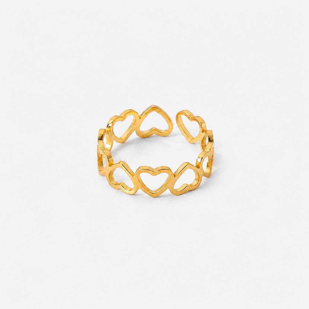 love links ring herz design edelstahl gold wasserfest