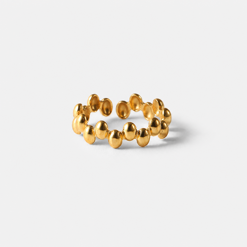 bubble statement ring gold edelstahl kugeln wasserfest verstellbar