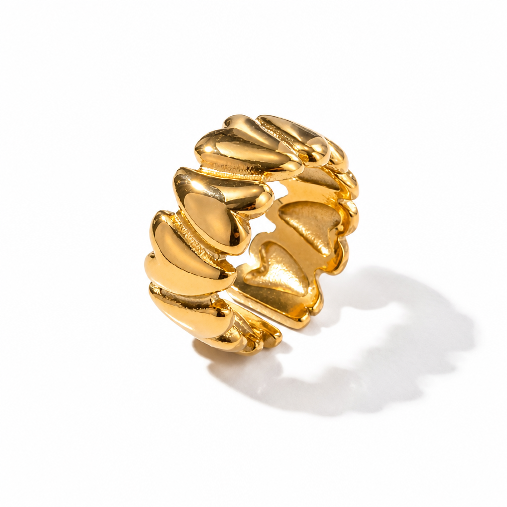 stacked geometry ring gold edelstahl wasserfest