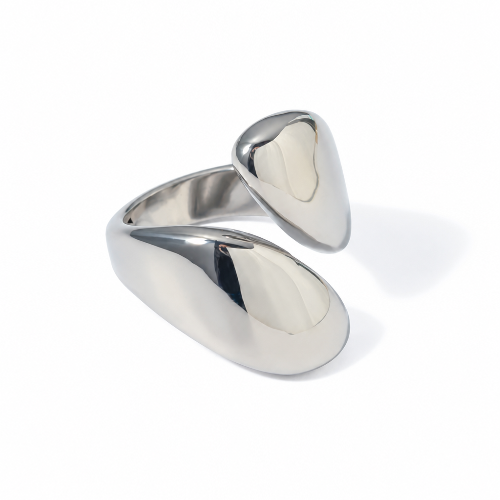 silver heart ring edelstahl wasserfest verstellbar