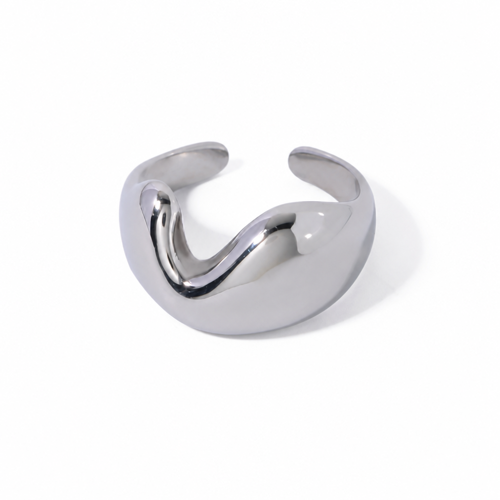 minimalist wave ring gold edelstahl wasserfest