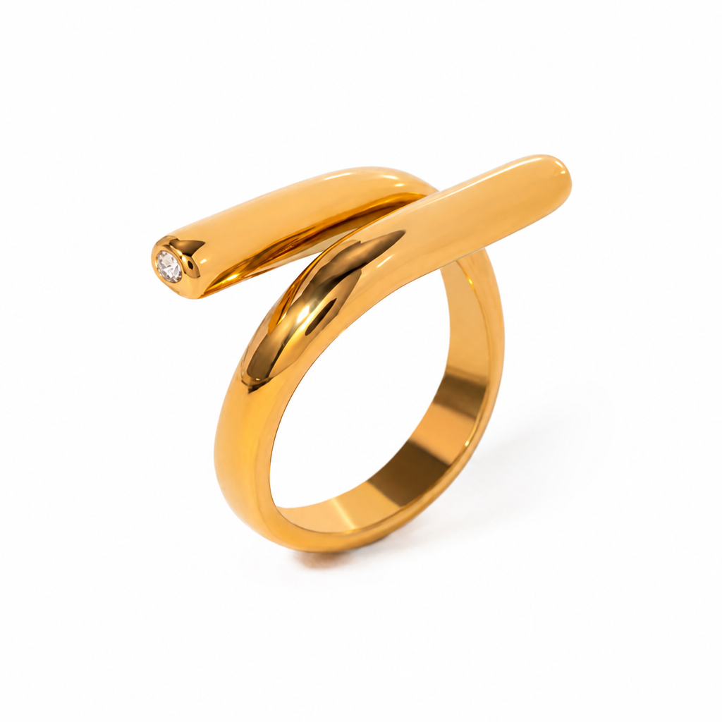 sparkle statement ring gold edelstahl wasserfest
