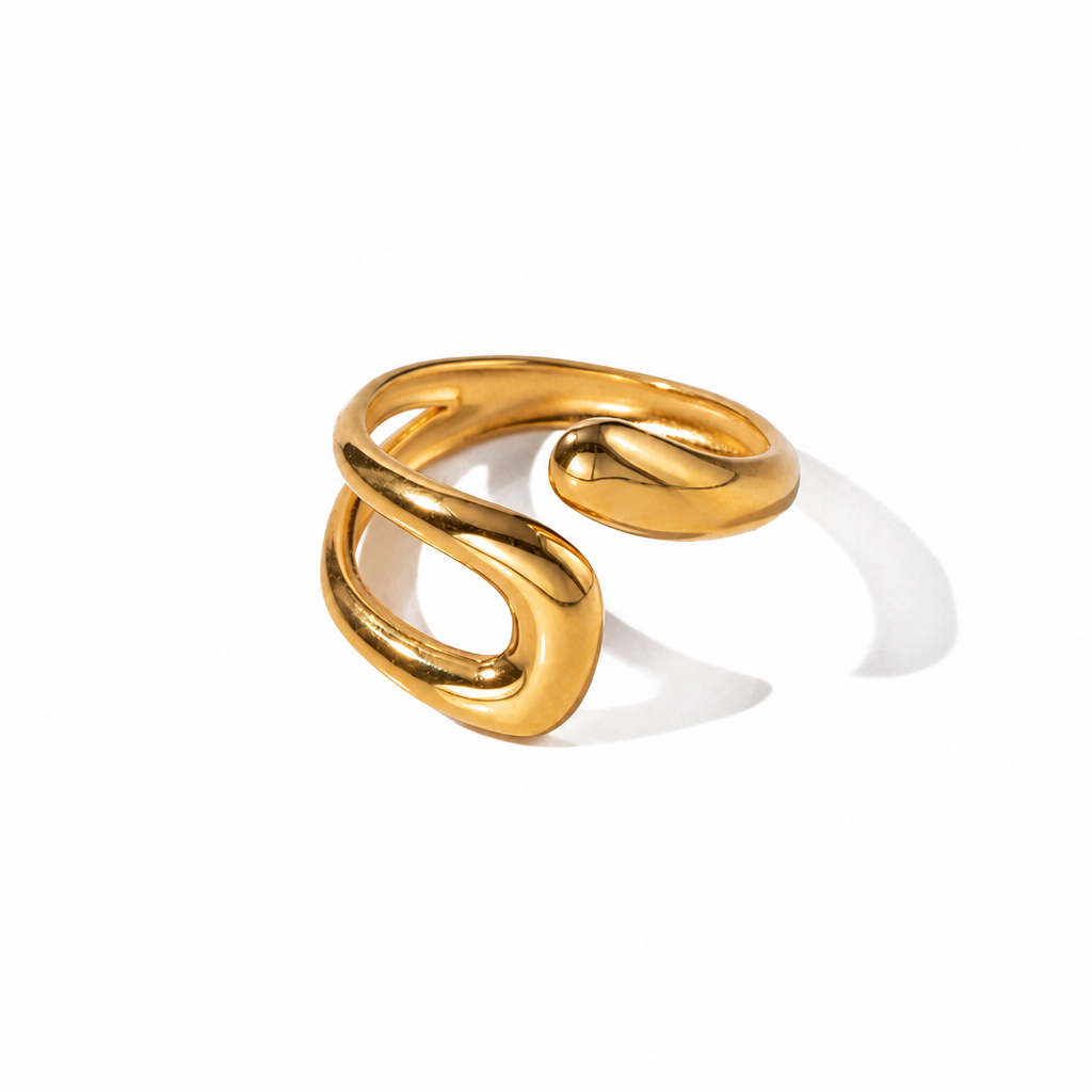 silver wave ring gold edelstahl wasserfest