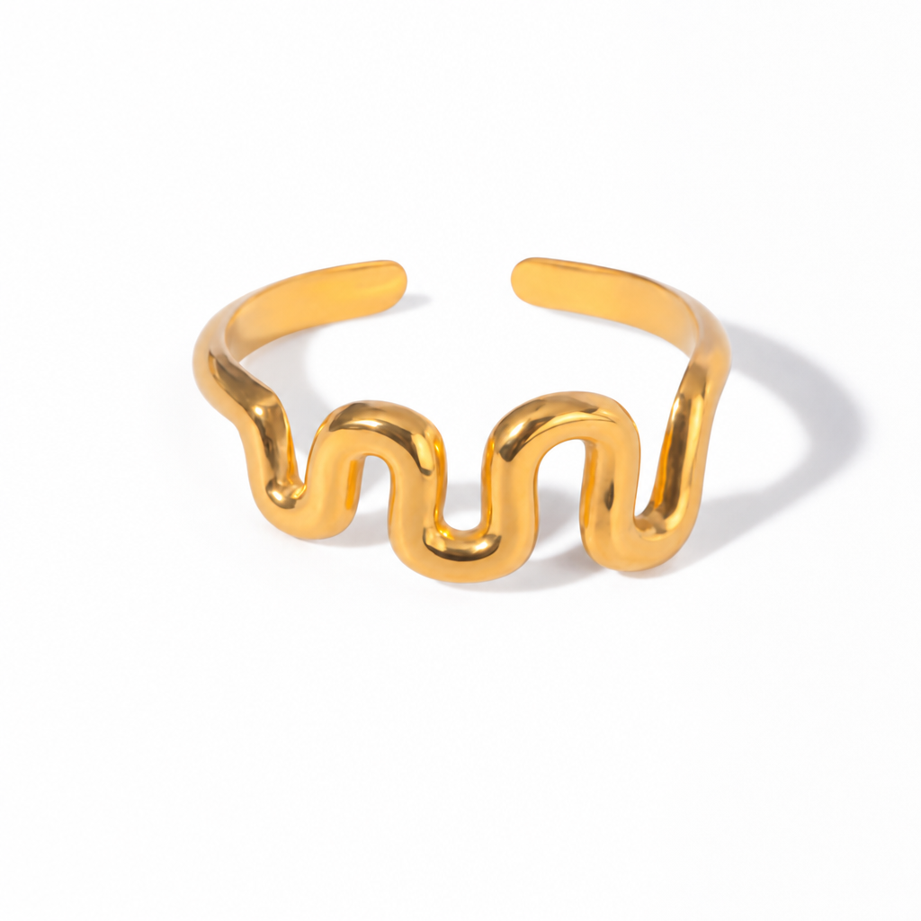 serpentine ring gold edelstahl verstellbar wasserfest