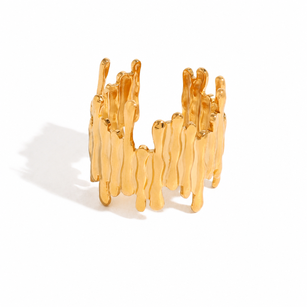 bamboo lines ring gold edelstahl wasserfest minimalistisch
