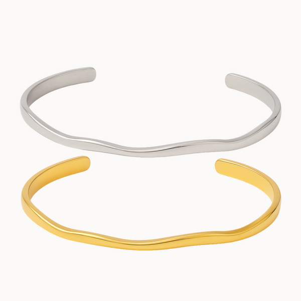 Wave Cuff Armreif - Schmal
