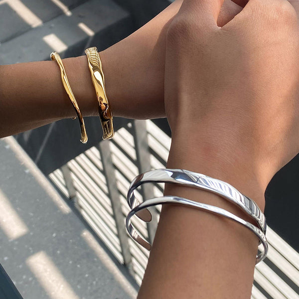Wave Cuff Armreif - Breit