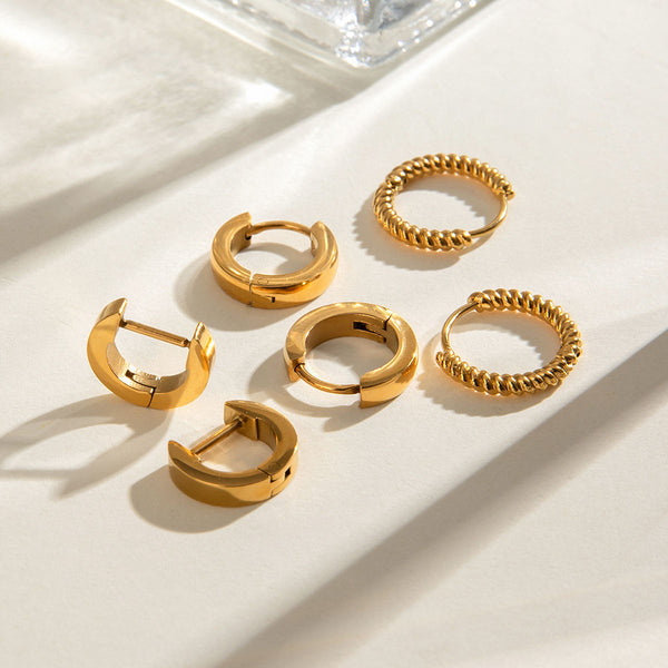 Modern Gold Hoops Set