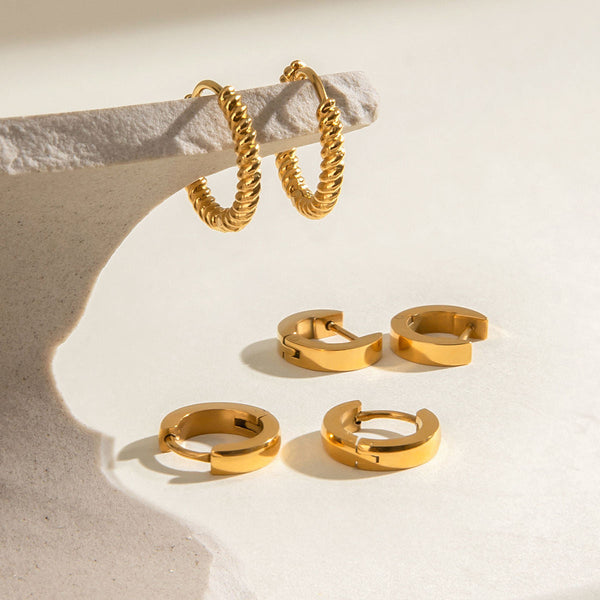 Modern Gold Hoops Set
